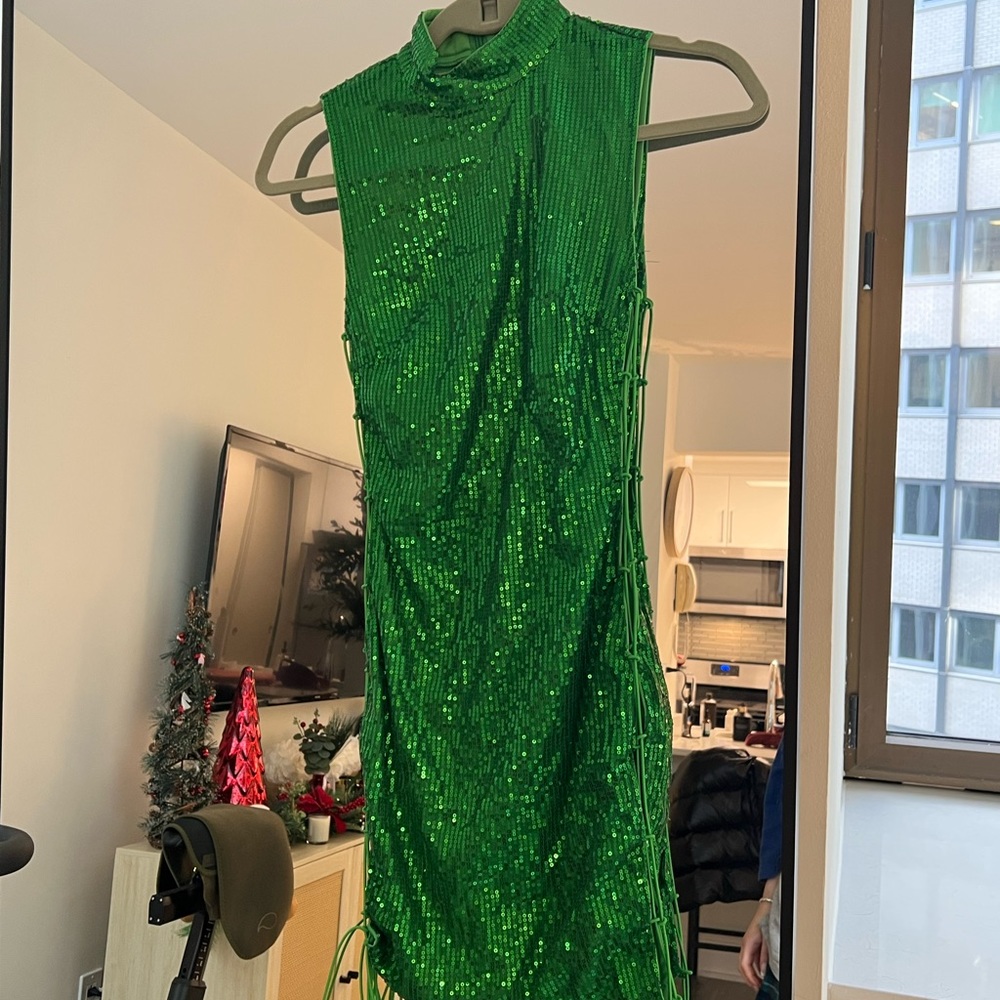 Brand new Sequin side tie mini dress